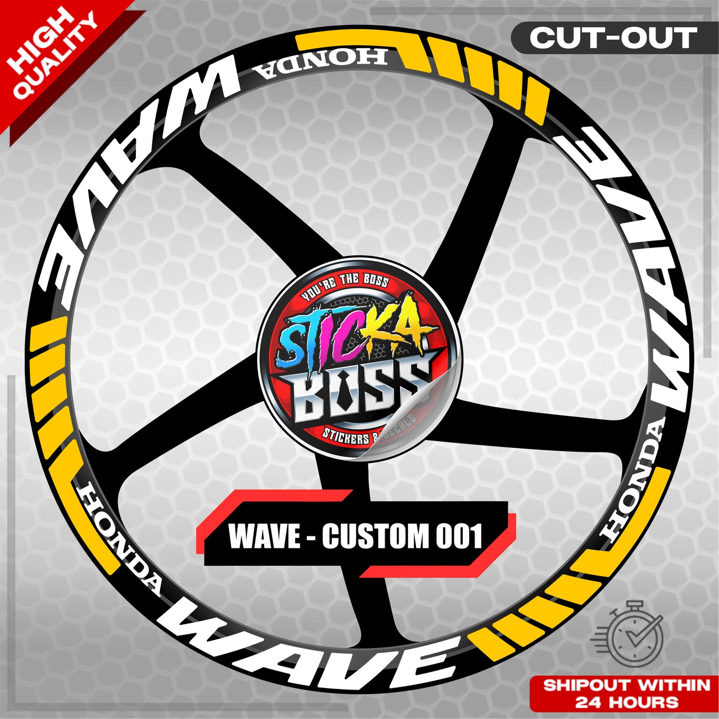 WAVE 110 / 125 MAG STICKER SET ( 2 MAGS ) - CUSTOM 001 | VINYL WATERPROOF CUT-OUT DECALS