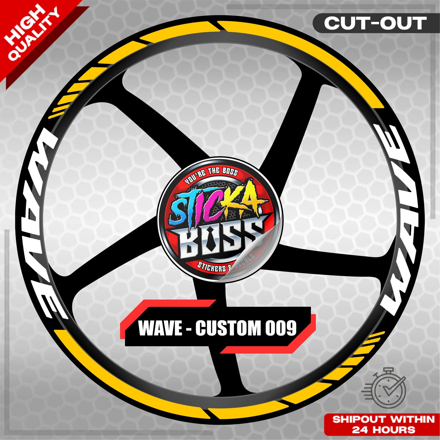 WAVE 110 / 125 MAG STICKER SET ( 2 MAGS ) - CUSTOM 009 | VINYL WATERPROOF CUT-OUT DECALS