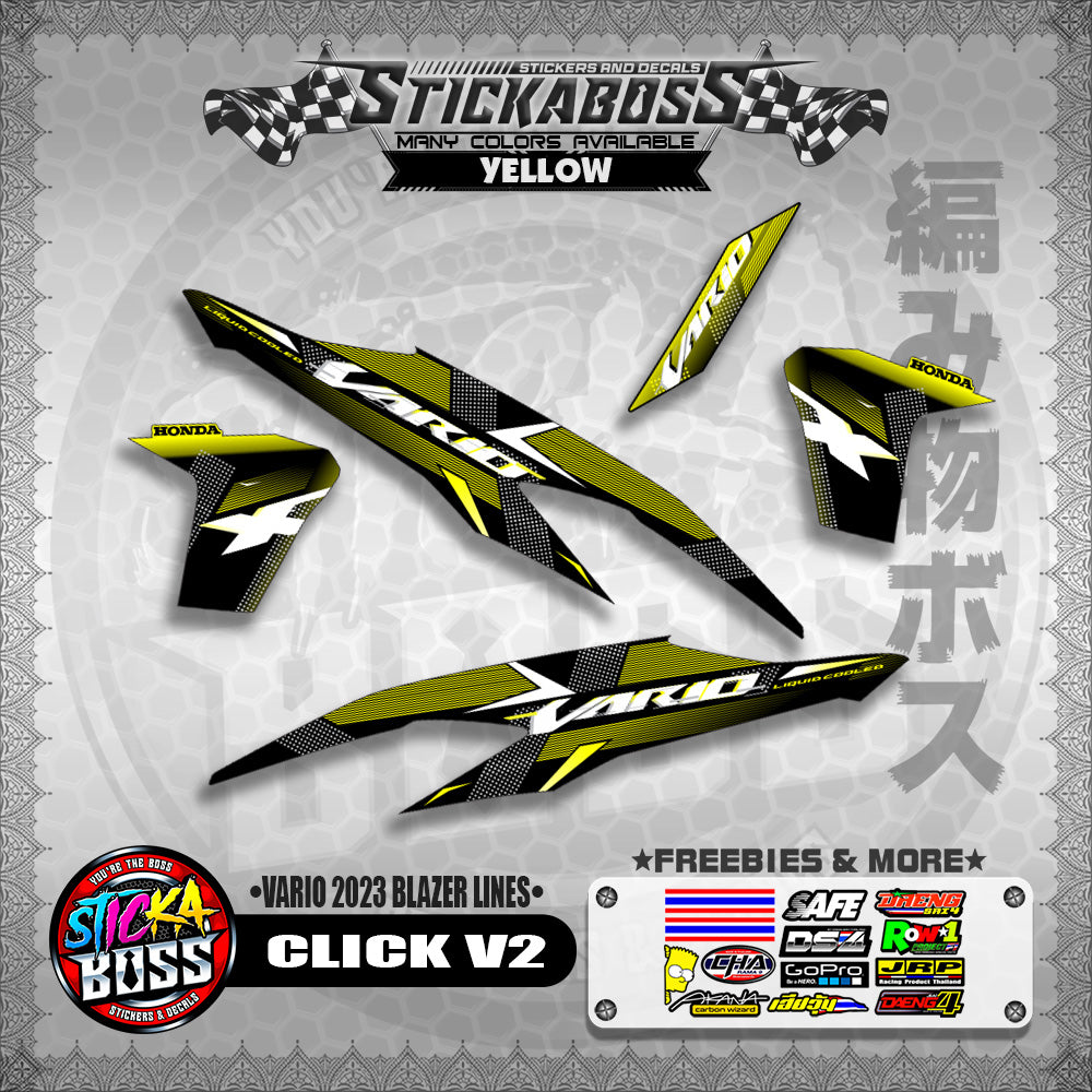 CLICK V2 STICKER DECALS ( VARIO 2023 BLAZER LINES )【WITH FREEBIES】