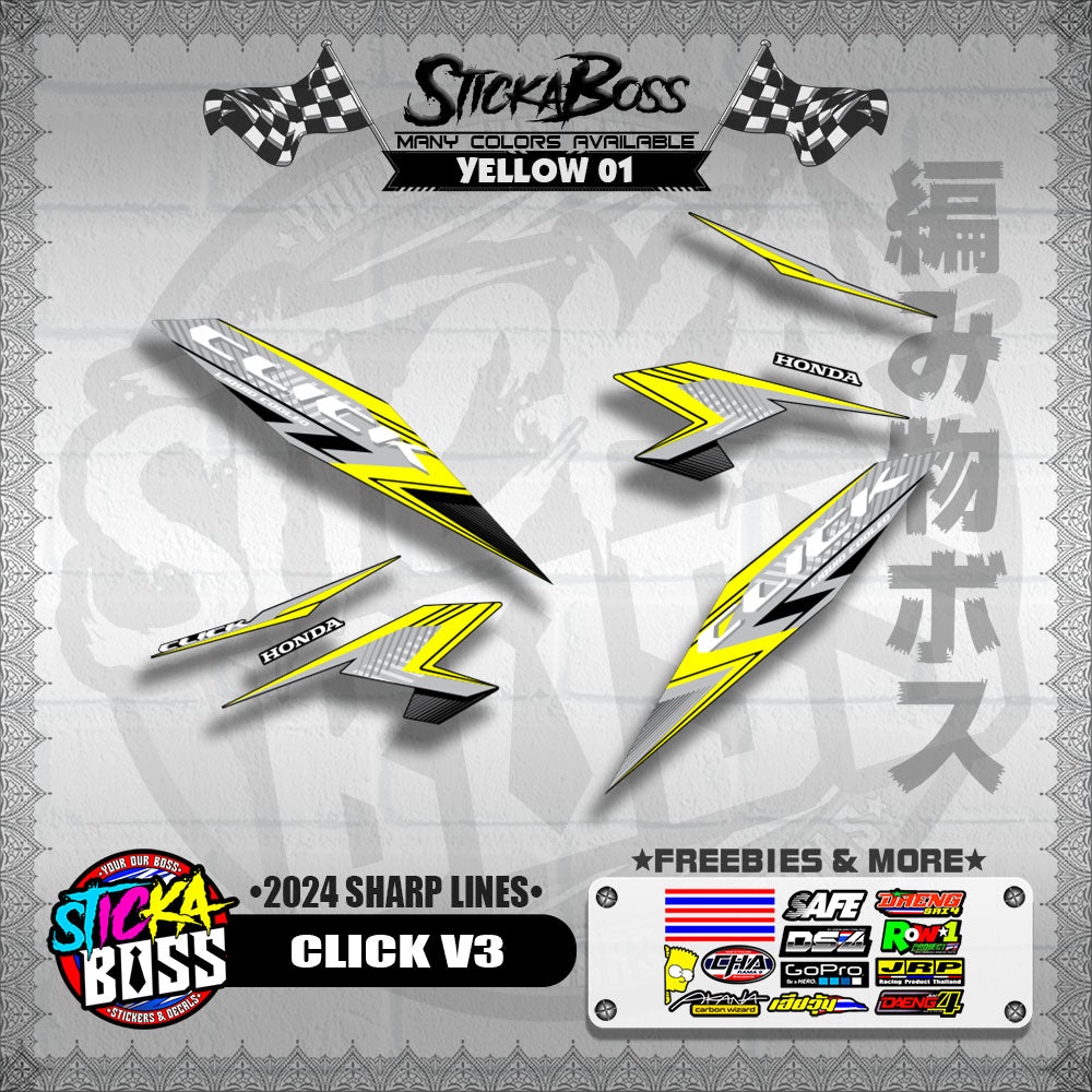 CLICK V3 DECALS ( 2024 SHARP LINES )【WITH FREEBIES】