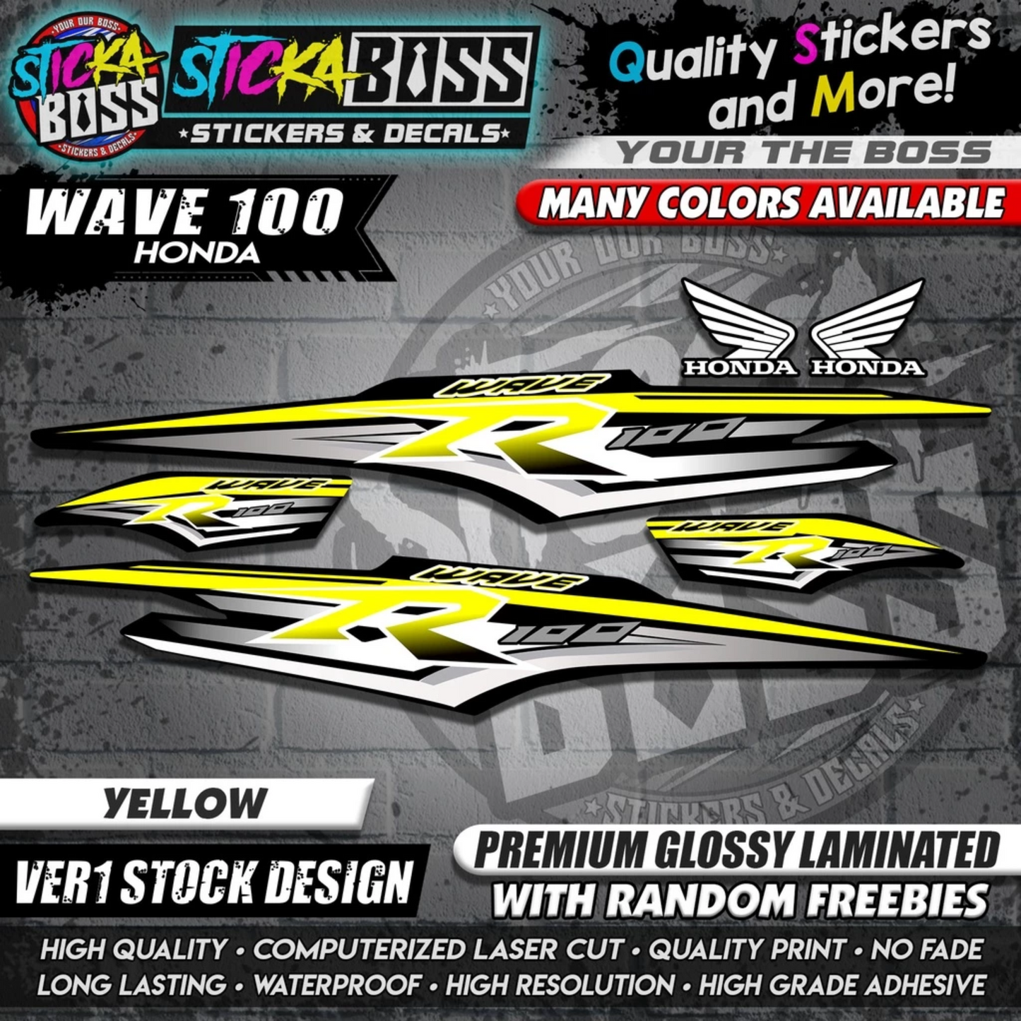 HONDA WAVE 100 R DECALS (Ver1 Stock Design)【WITH FREEBIES】