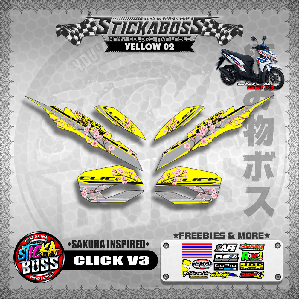 CLICK V3 STICKER DECALS ( SAKURA INSPIRED )【WITH FREEBIES】