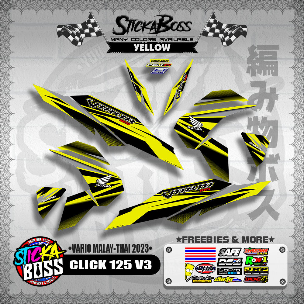 CLICK 125 V3 DECALS ( VARIO MALAY-THAI 2023 )【WITH FREEBIES】