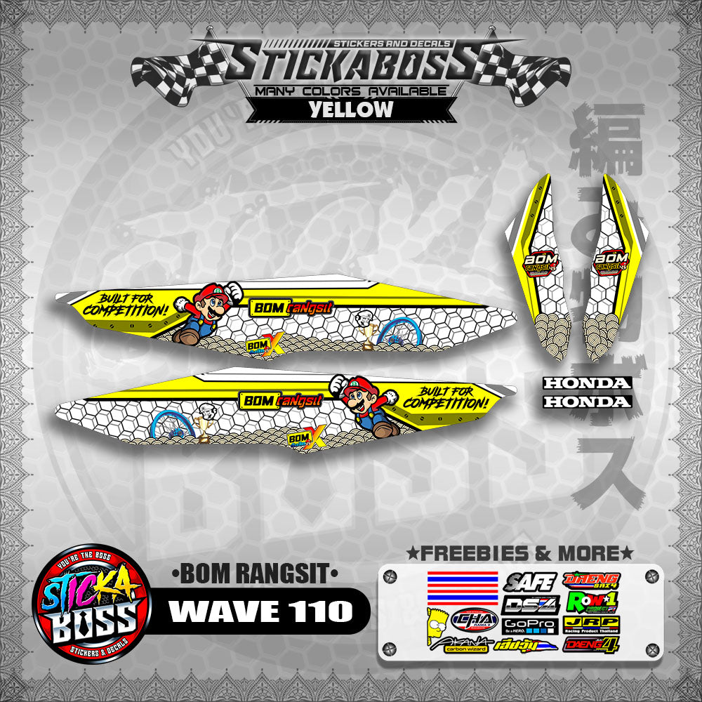 WAVE 110 DECALS ( BOM RANGSIT )【WITH FREEBIES】
