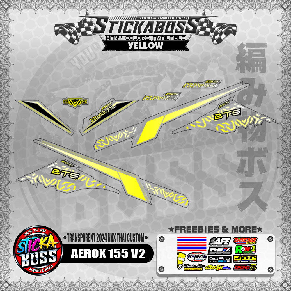【PREMIUM UV PRINT】TRANSPARENT AEROX 155 V2 DECALS ( 2024 NVX THAI CUSTOM )【WITH FREEBIES】