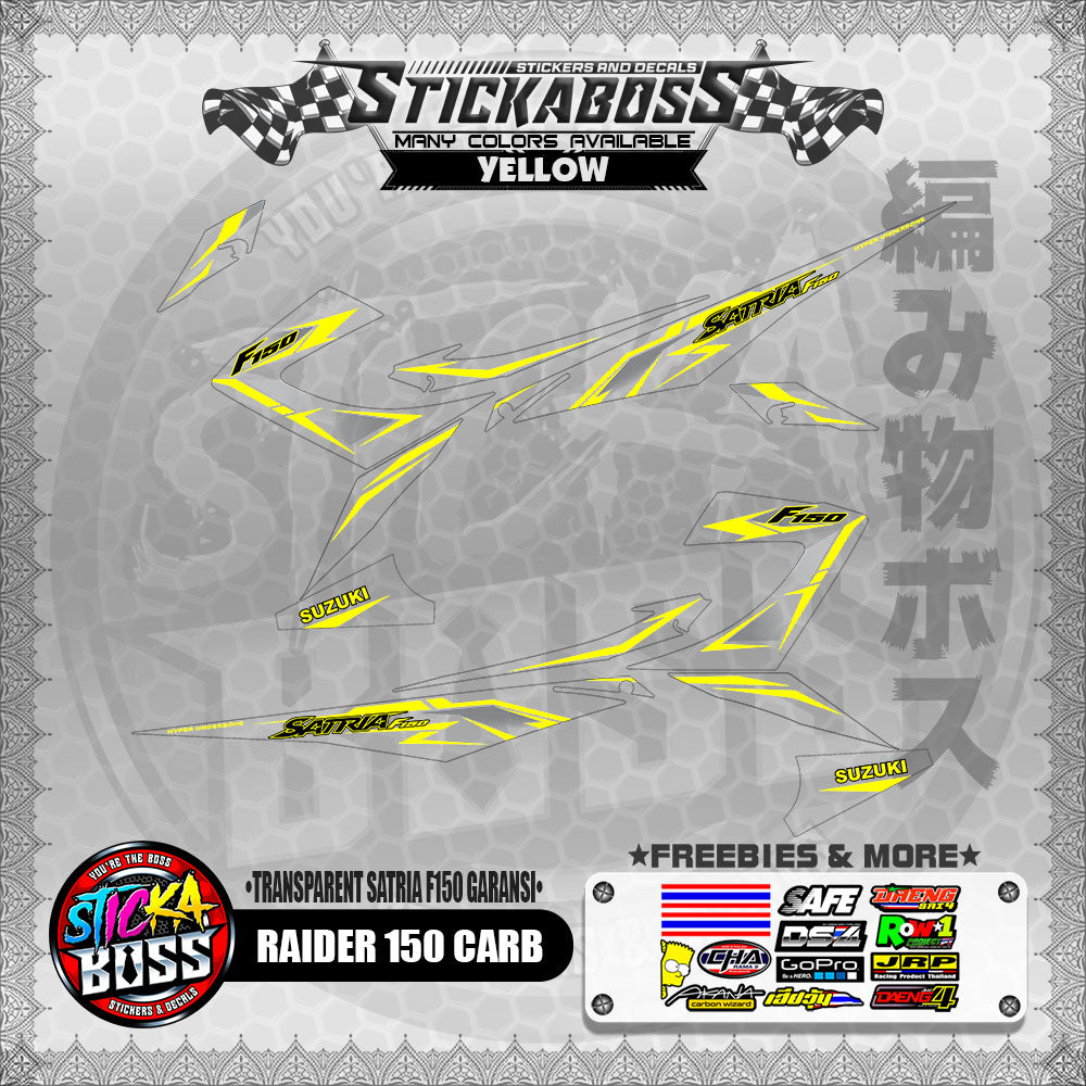 【PREMIUM UV PRINT】TRANSPARENT RAIDER 150 CARB DECALS ( SATRIA F150 GARANSI )【WITH FREEBIES】