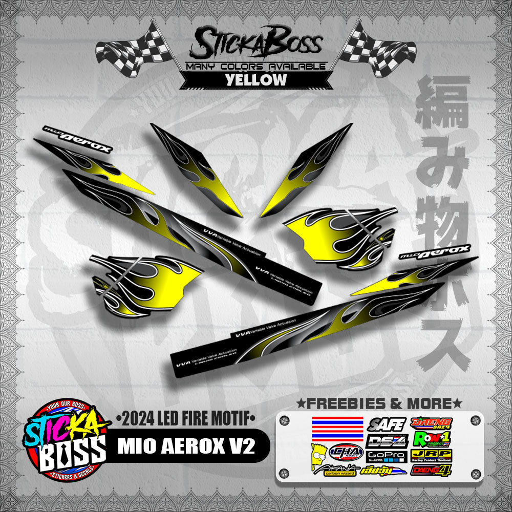 MIO AEROX V2 DECALS ( 2024 LED FIRE MOTIF )【WITH FREEBIES】