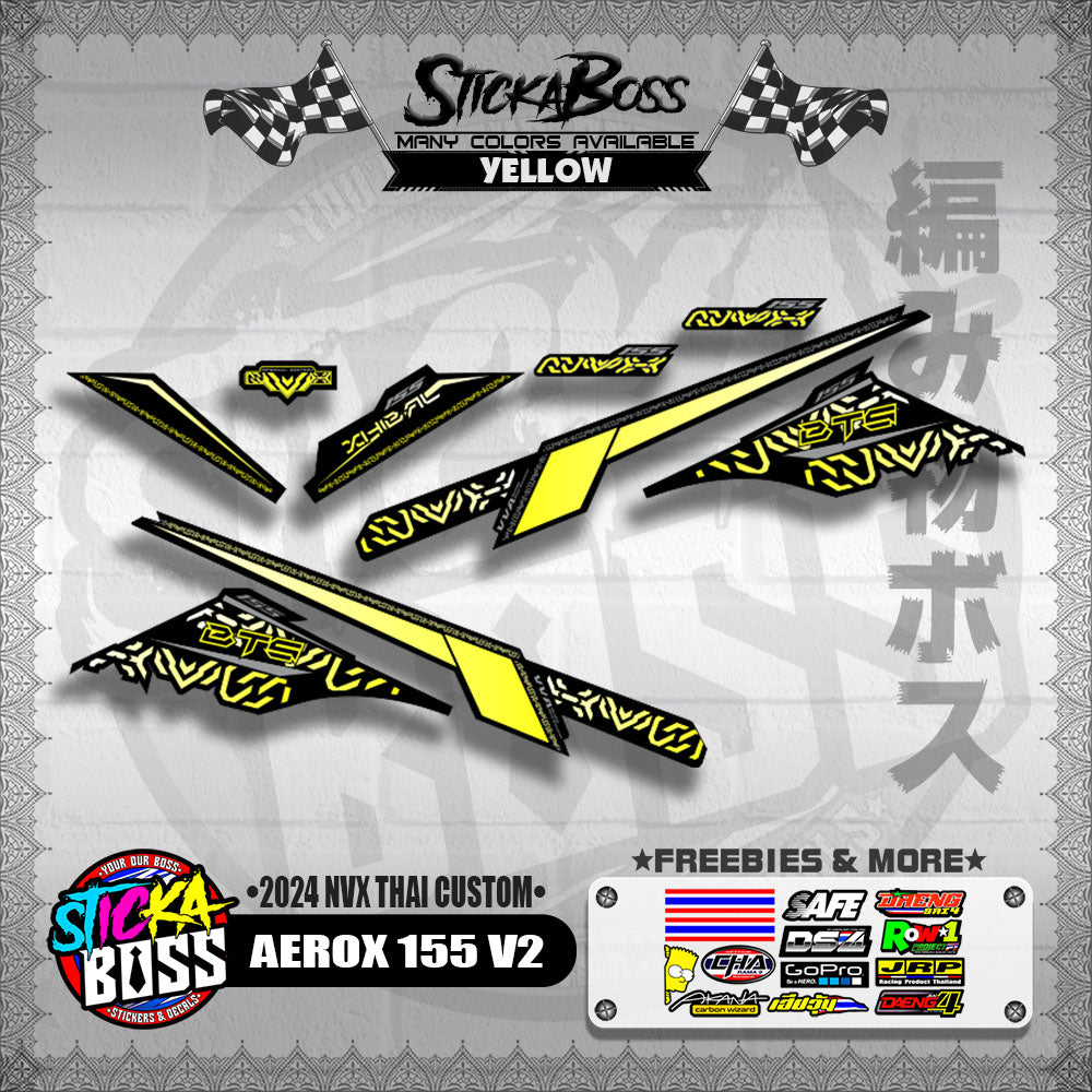 AEROX 155 V2 DECALS ( 2024 NVX THAI CUSTOM )【WITH FREEBIES】