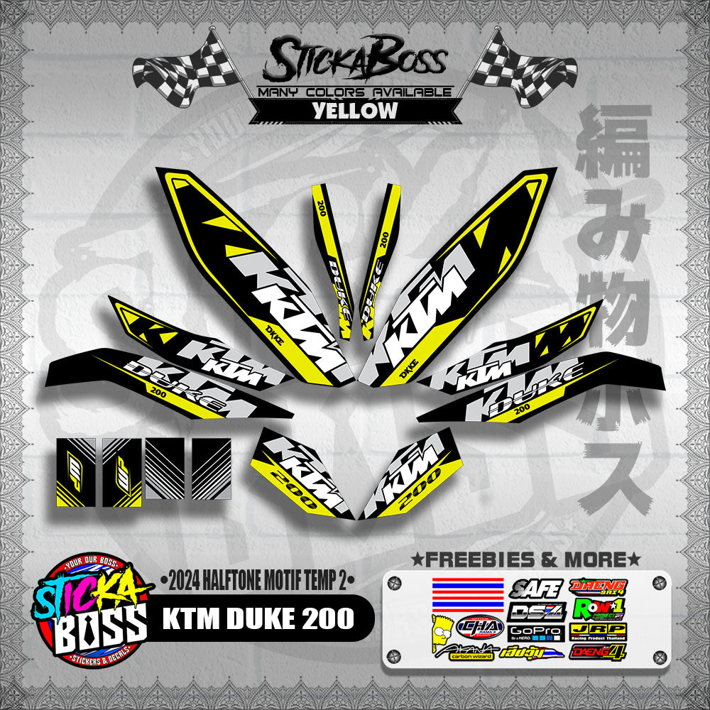 KTM DUKE 200 STICKER DECALS ( 2024 HALFTONE MOTIF TEMP 2 )【WITH FREEBIES】