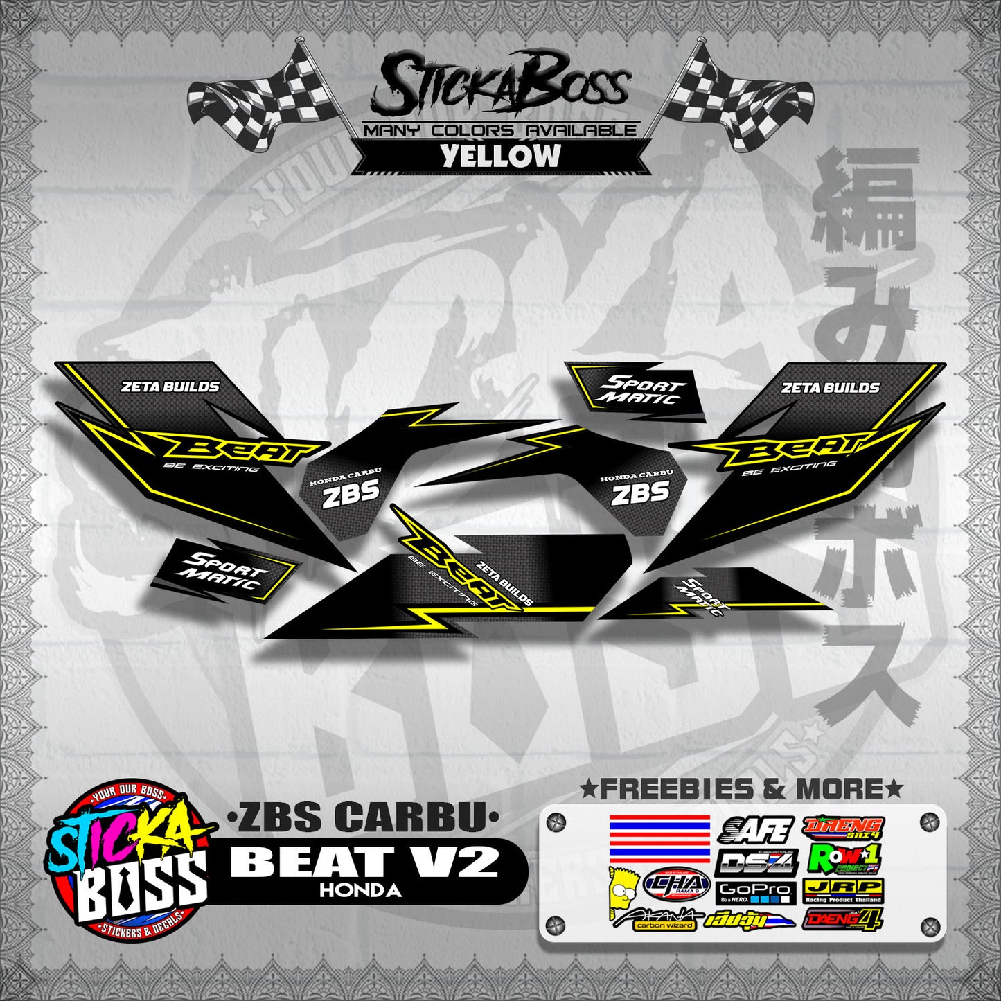 BEAT V2 DECALS ( ZBS CARBU )【WITH FREEBIES】