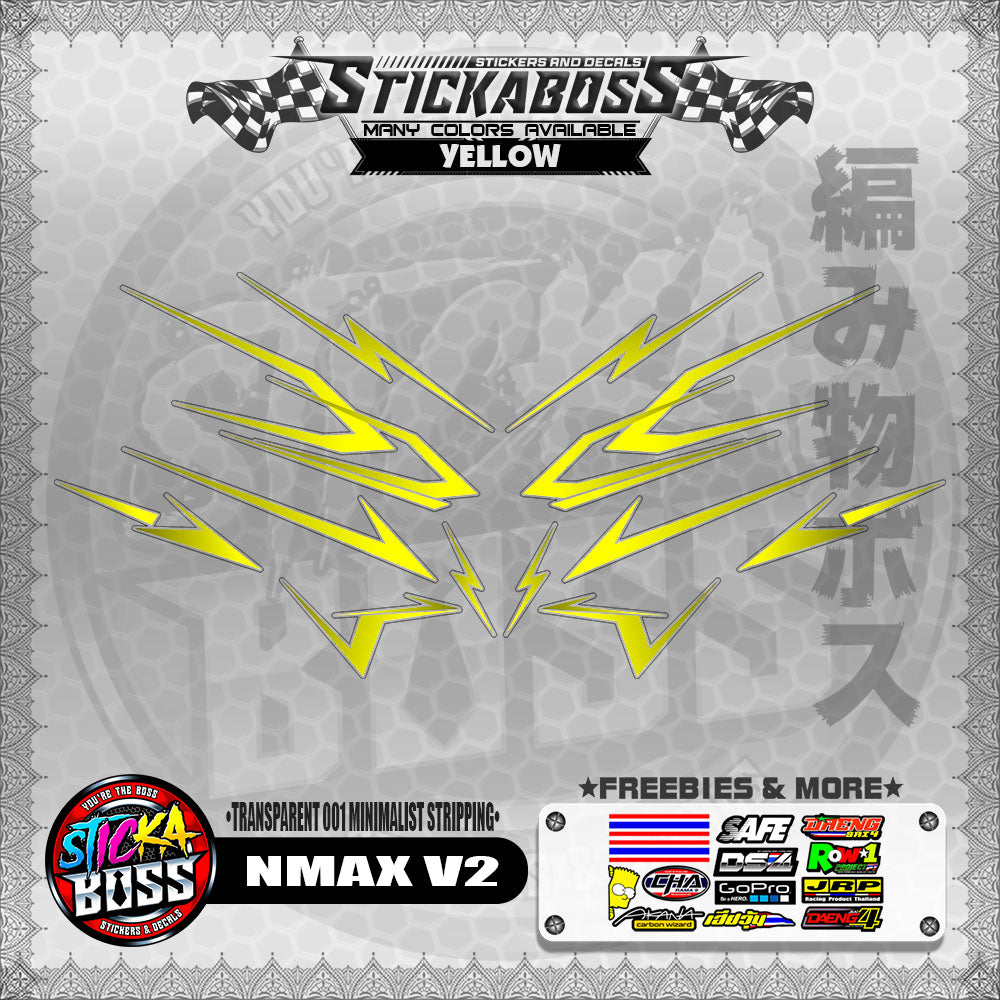 【PREMIUM UV PRINT】TRANSPARENT NMAX V2 STICKER DECALS ( 001 MINIMALIST STRIPPING )【WITH FREEBIES】