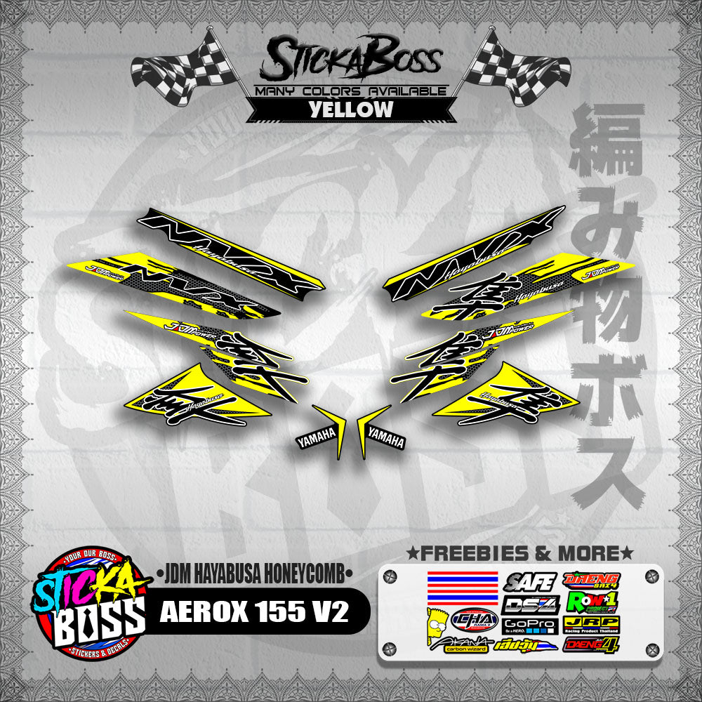 AEROX 155 V2 DECALS ( JDM HAYABUSA HONEYCOMB )【WITH FREEBIES】
