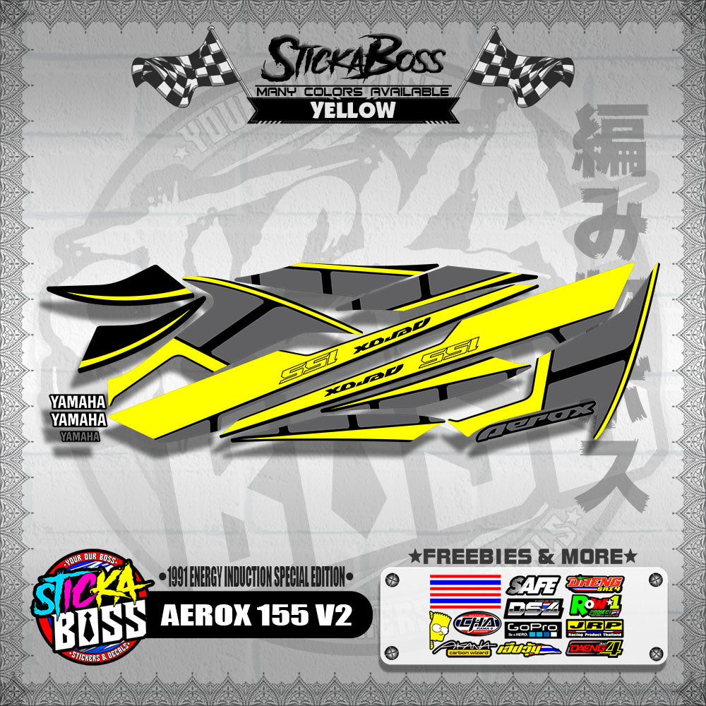 AEROX 155 V2 DECALS ( 1991 ENERGY INDUCTION SPECIAL EDITION )【WITH FREEBIES】