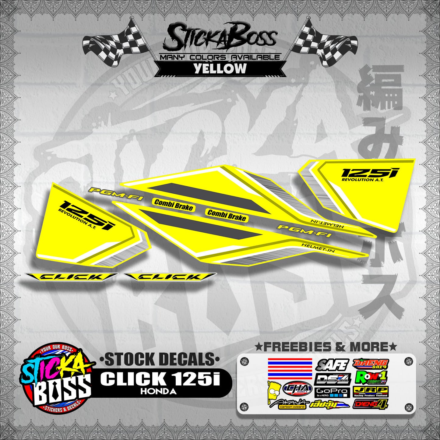 CLICK 125i V1 ( STOCK DECALS ) 【WITH FREEBIES】