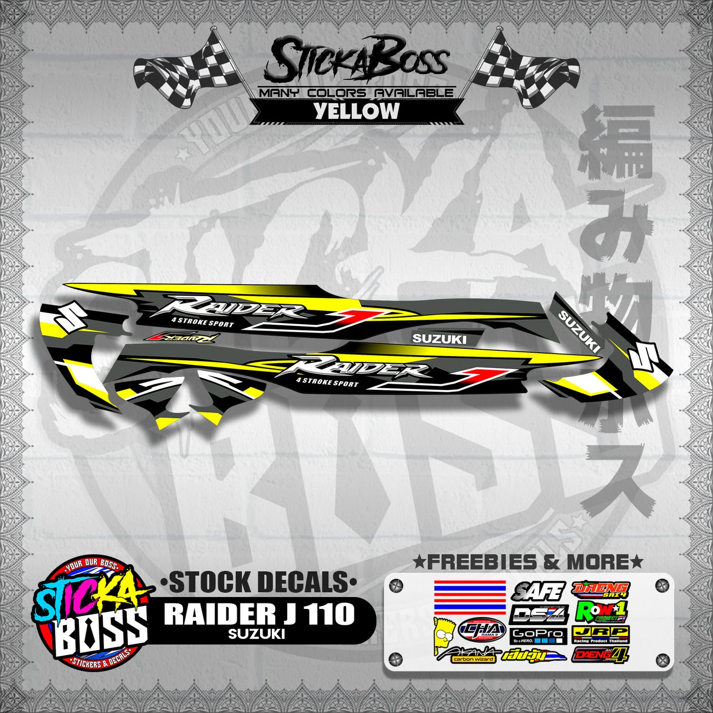 RAIDER J 110 ( STOCK DECALS )【WITH FREEBIES】