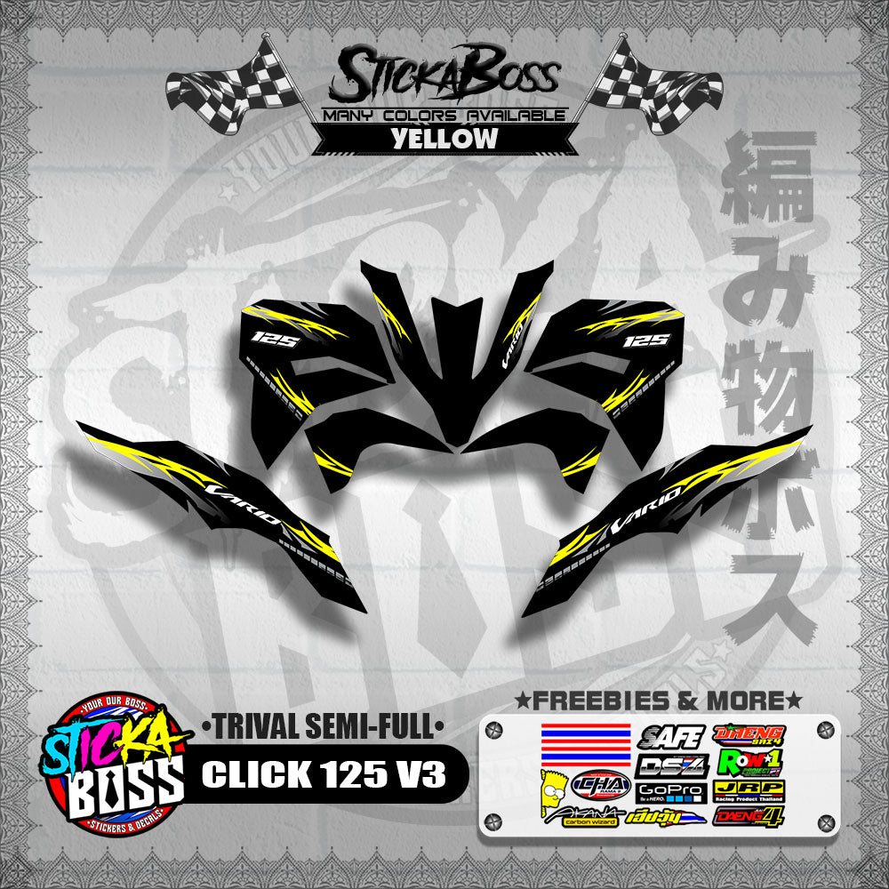 CLICK 125 V3 DECALS ( TRIVAL SEMI-FULL )【WITH FREEBIES】