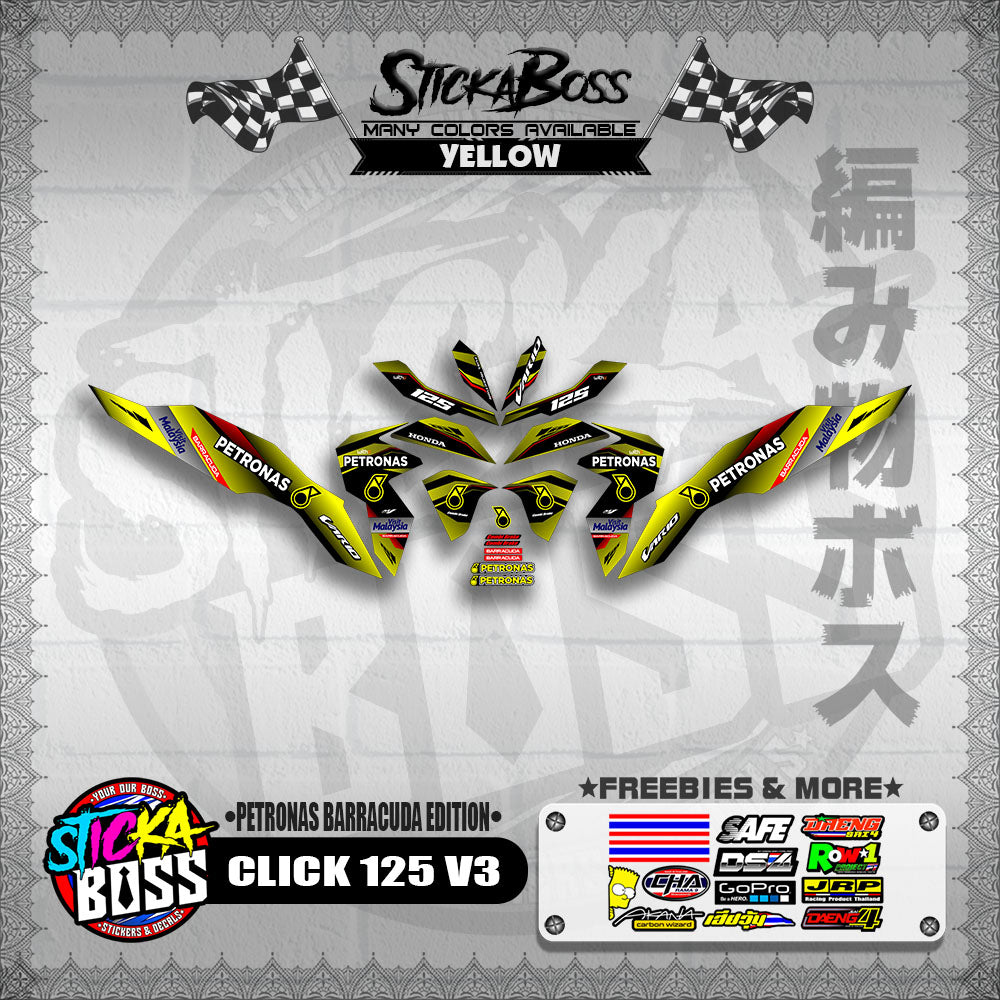 CLICK 125 V3 DECALS ( PETRONAS BARRACUDA EDITION )【WITH FREEBIES】