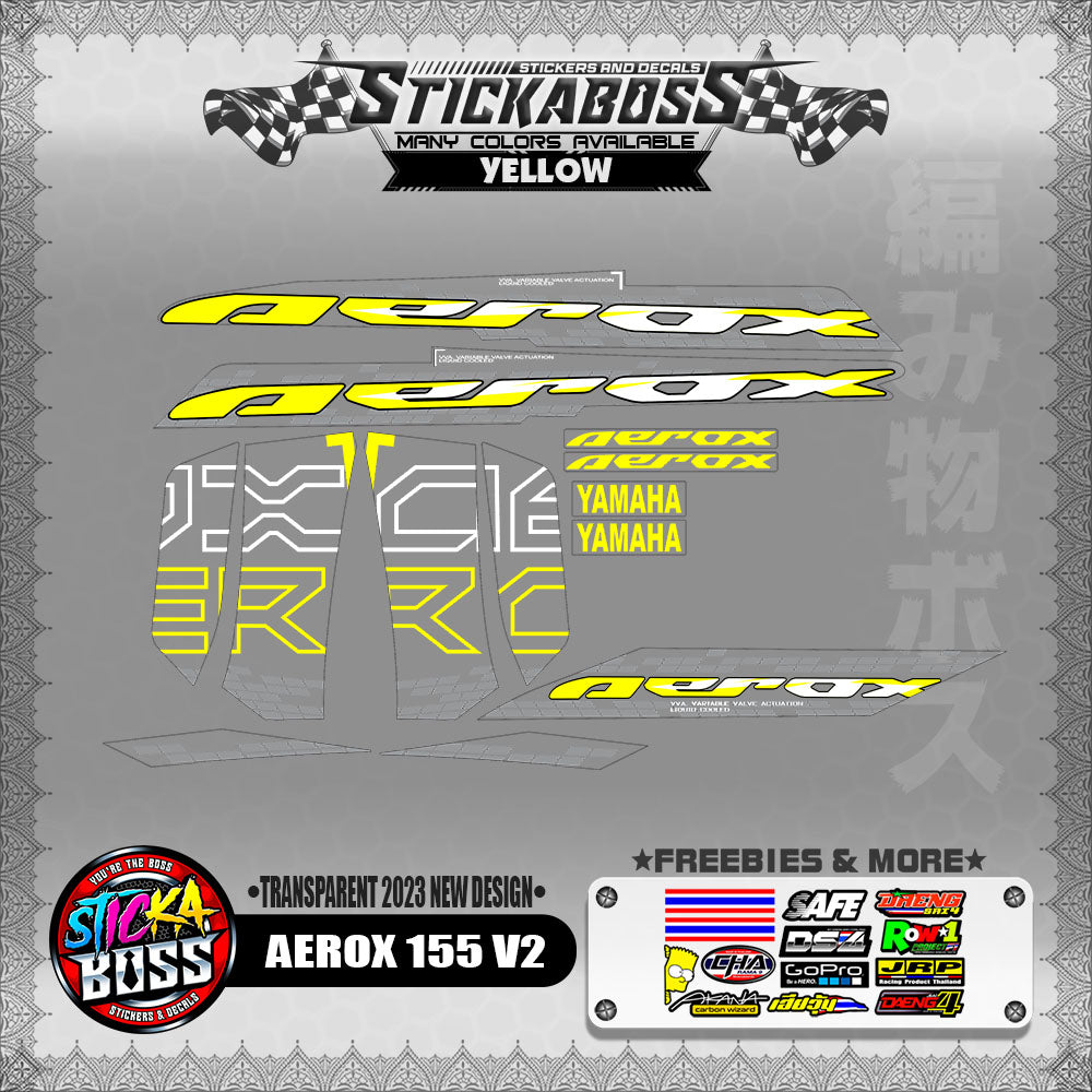 【PREMIUM UV PRINT】TRANSPARENT  AEROX 155 V2 MALAYSIAN DECALS ( 2023 NEW DESIGN )