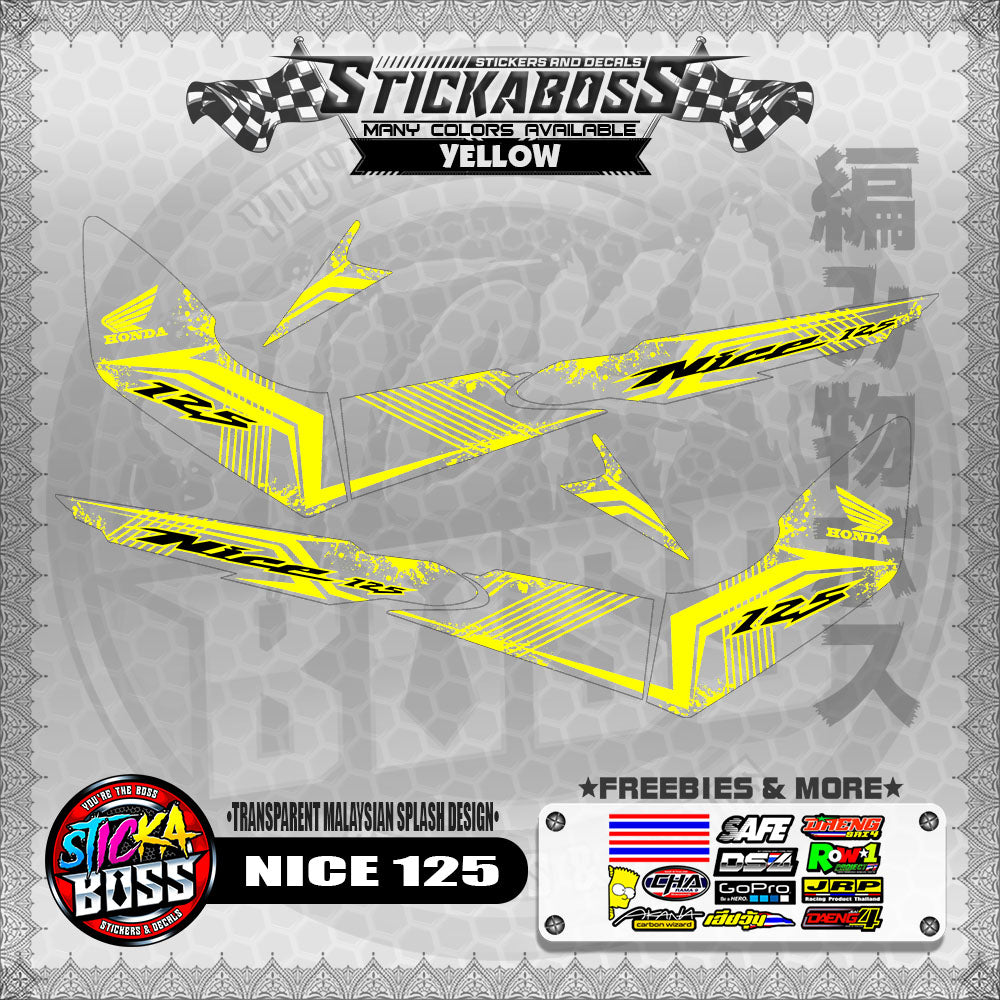 【PREMIUM UV PRINT】TRANSPARENT NICE 125 STICKER DECALS ( MALAYSIAN SPLASH DESIGN )【WITH FREEBIES】