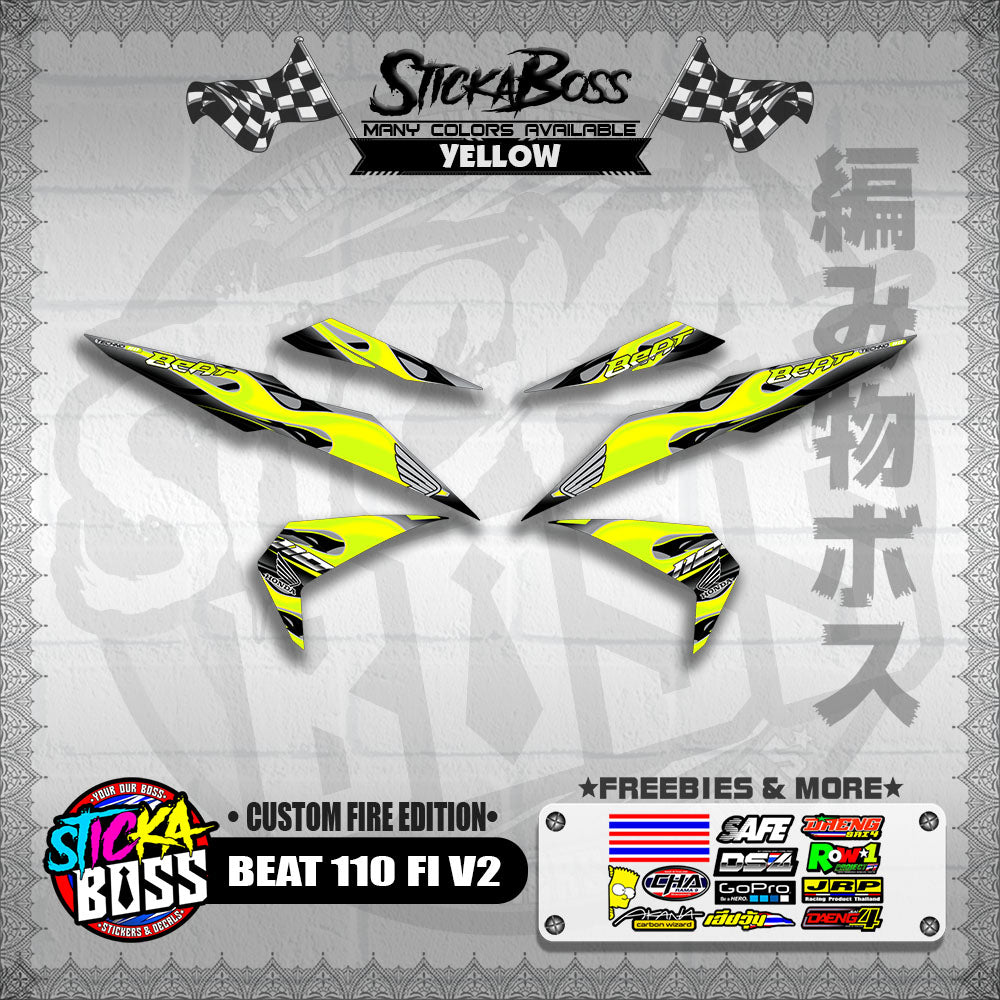 BEAT 110 FI V2 DECALS ( CUSTOM FIRE EDITION )【WITH FREEBIES】