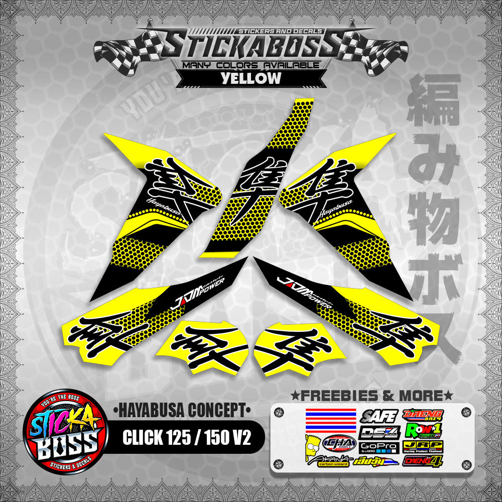 CLICK 125 / 150 V2 STICKER DECALS ( HAYABUSA CONCEPT )【WITH FREEBIES】