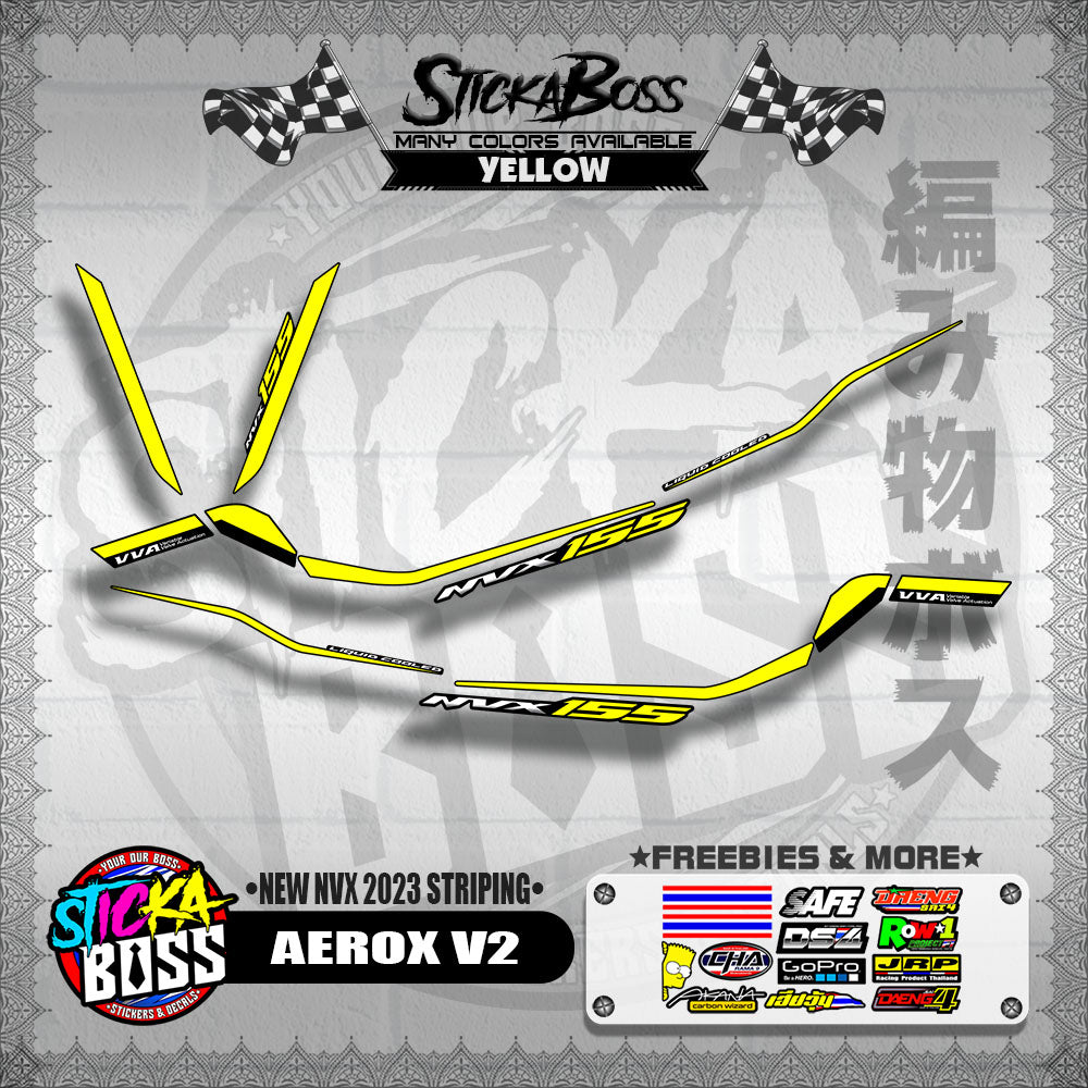 AEROX V2 MALAYSIAN DECALS ( NEW NVX 2023 STRIPING )【WITH FREEBIES】