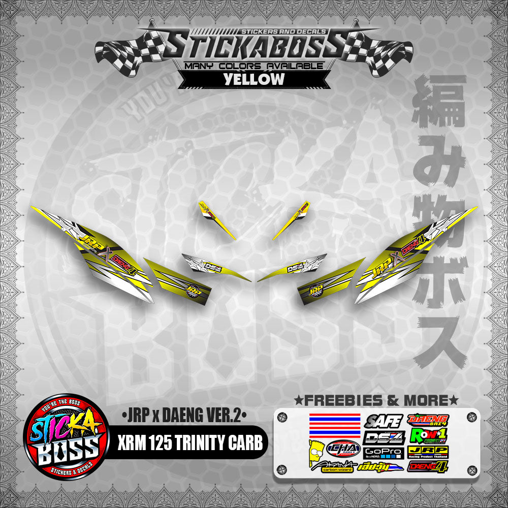 Honda XRM 125 Trinity Carb Decals - (JRP x DAENG VER.2)【PREMIUM GLOSSY LAMINATED】