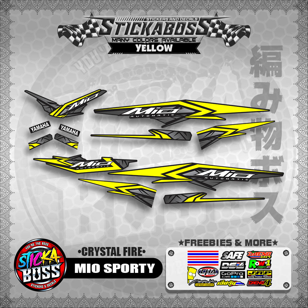MIO SPORTY THAI-MALAYSIAN STICKER DECALS ( CRYSTAL FIRE )【WITH FREEBIES】