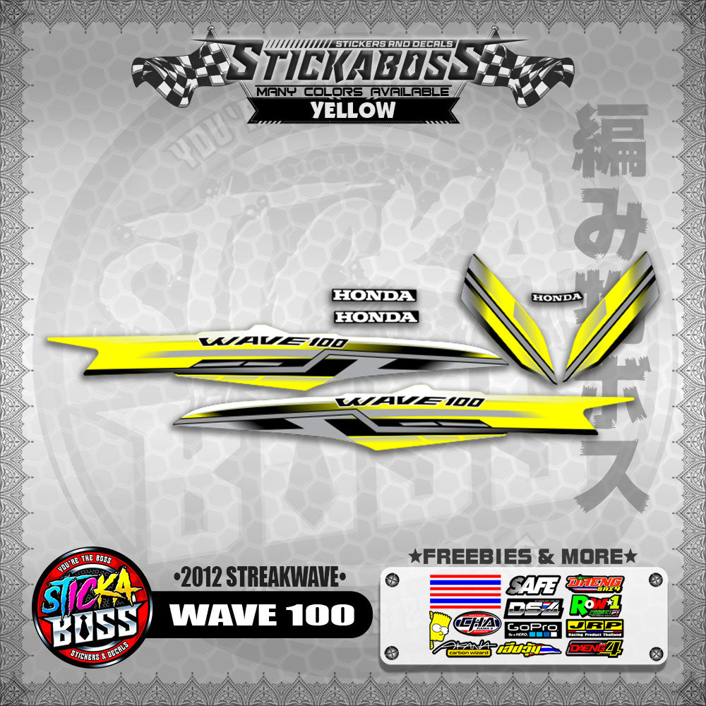 WAVE 100 STICKER DECALS ( 2012 STREAKWAVE ) 【WITH FREEBIES】