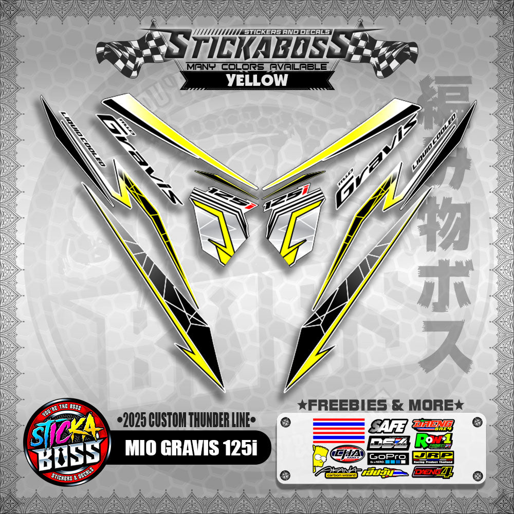MIO GRAVIS 125i STICKER DECALS ( 2025 CUSTOM THUNDER LINE )【WITH FREEBIES】
