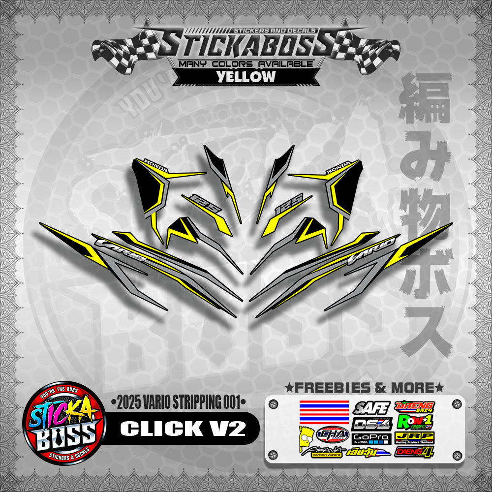CLICK V2 STICKER DECALS ( 2025 VARIO STRIPPING 001 )【WITH FREEBIES】