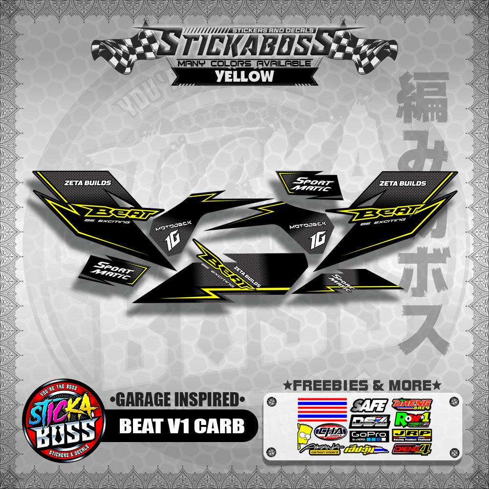 BEAT V1 CARB STICKER DECALS ( GARAGE INSPIRED )【WITH FREEBIES】