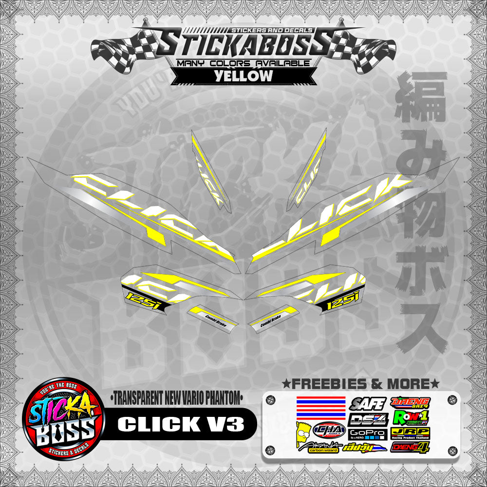 【PREMIUM UV PRINT】TRANSPARENT CLICK 125 V3 STICKER DECALS ( NEW VARIO PHANTOM )【WITH FREEBIES】