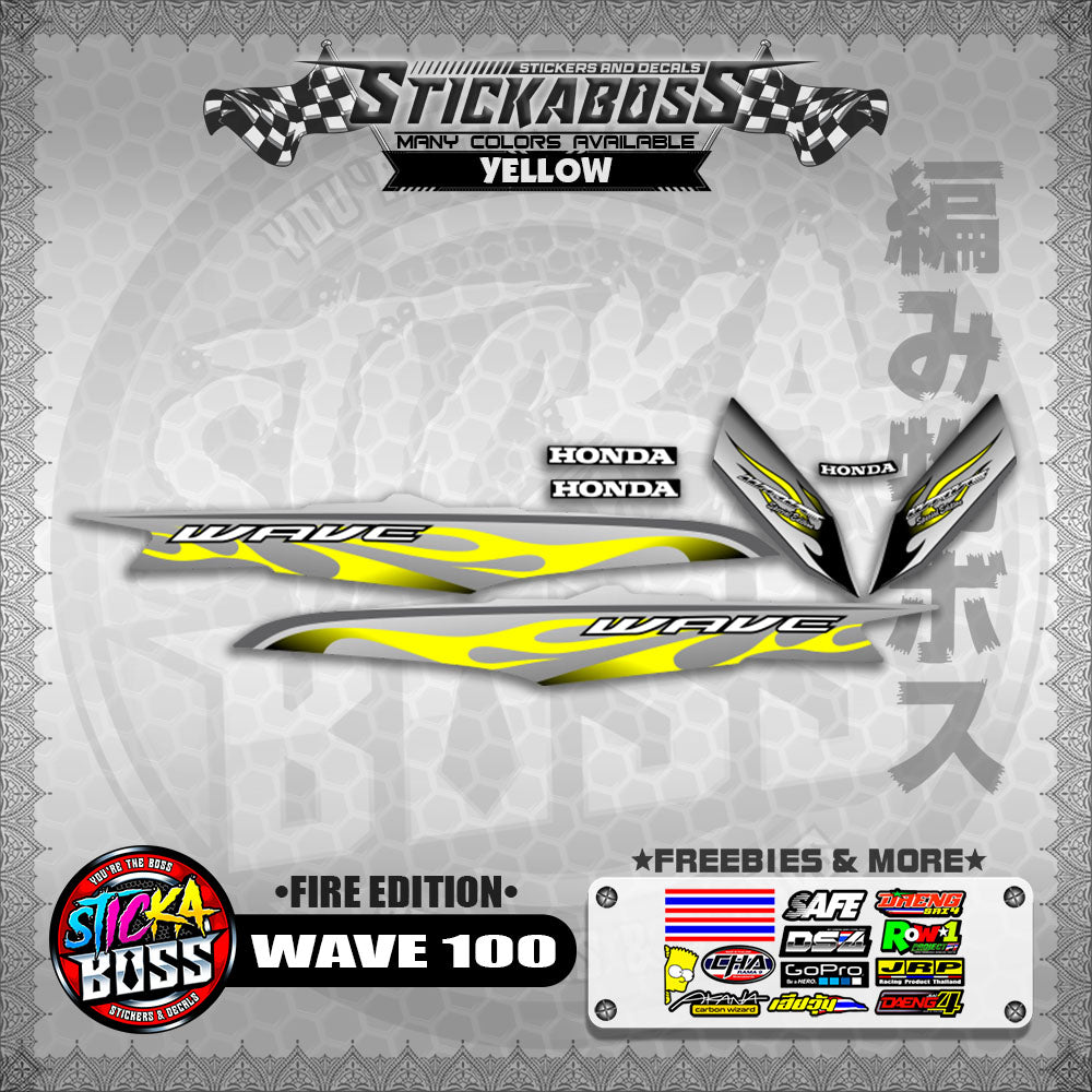 WAVE 100 STICKER DECALS ( FIRE EDITION )【WITH FREEBIES】