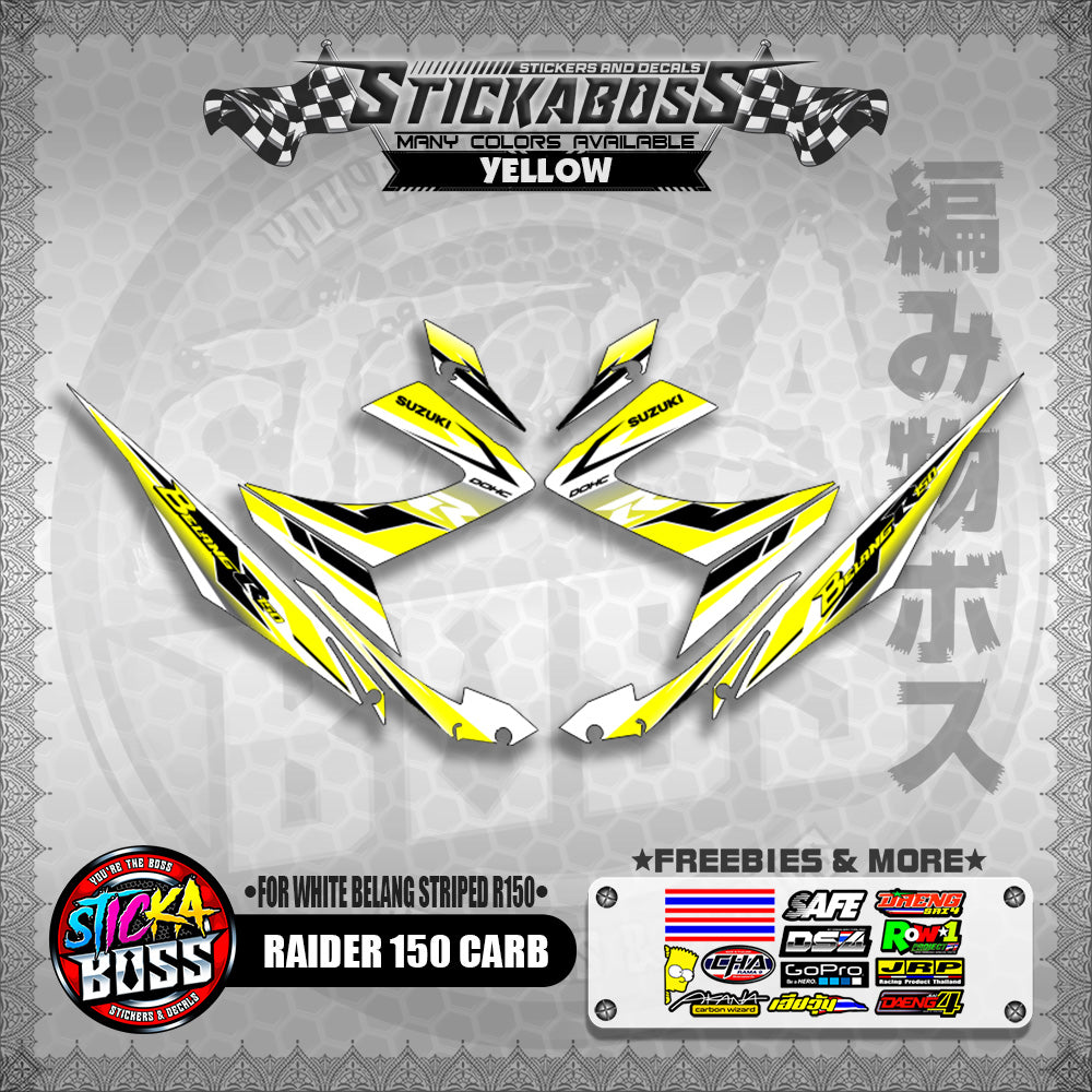RAIDER 150 CARB STICKER DECALS ( FOR WHITE BELANG STRIPED R150 )【WITH FREEBIES】