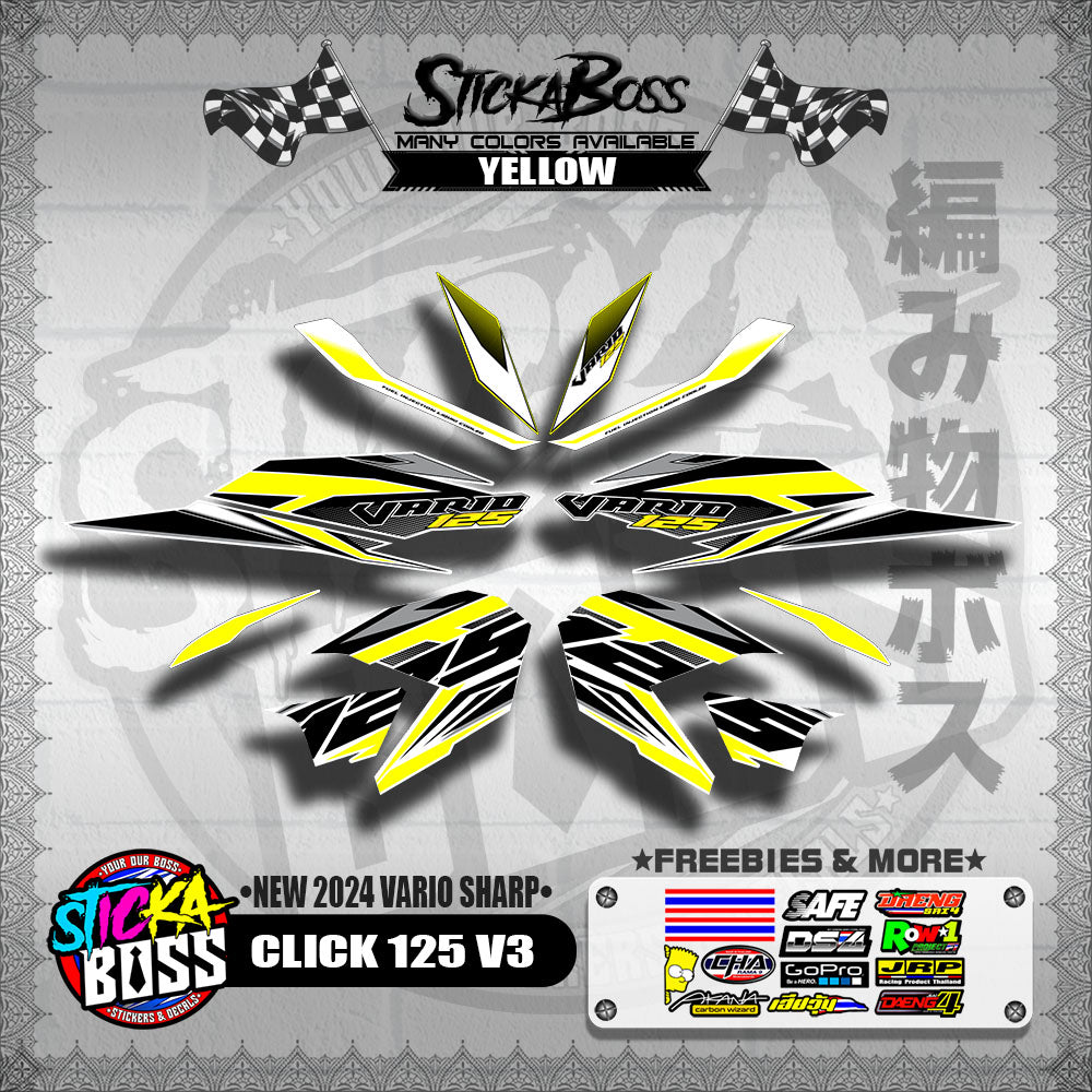 CLICK 125 V3 DECALS ( NEW 2024 VARIO SHARP )【WITH FREEBIES】