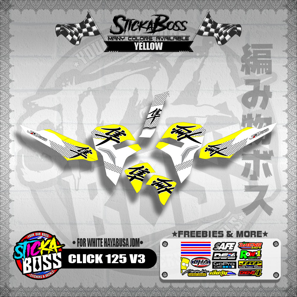 CLICK 125 V3 DECALS ( FOR WHITE HAYABUSA JDM )【WITH FREEBIES】