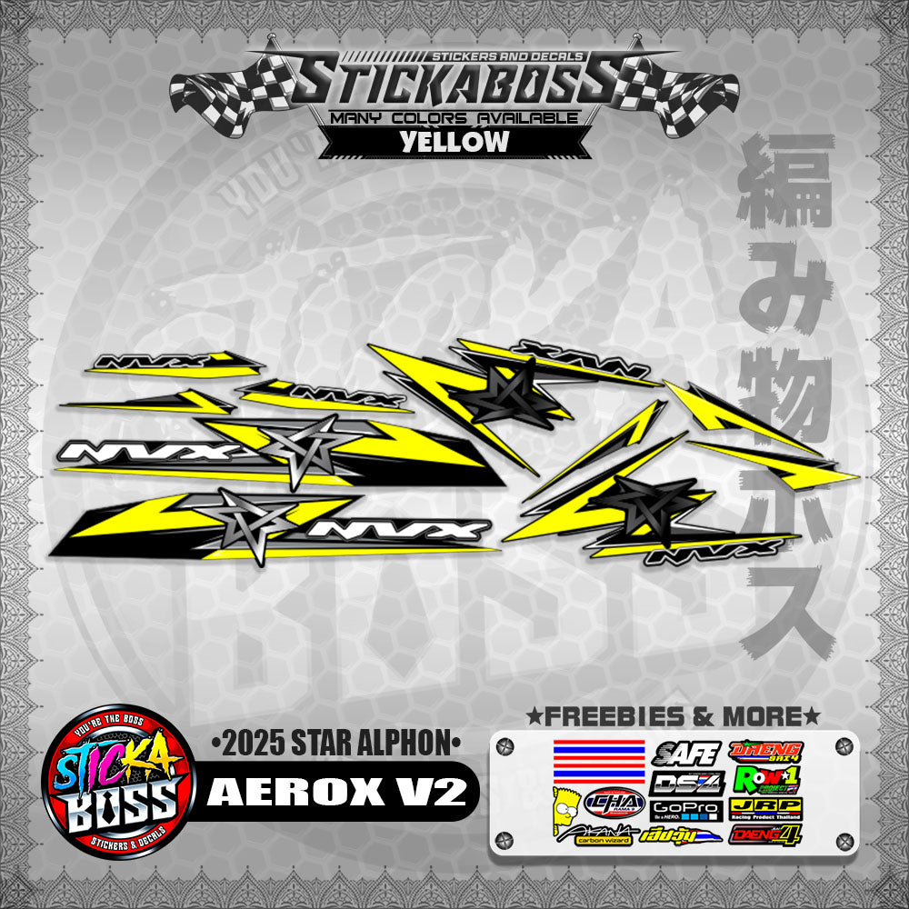 AEROX V2 INDO STICKER DECALS ( 2025 STAR ALPHON )【WITH FREEBIES】