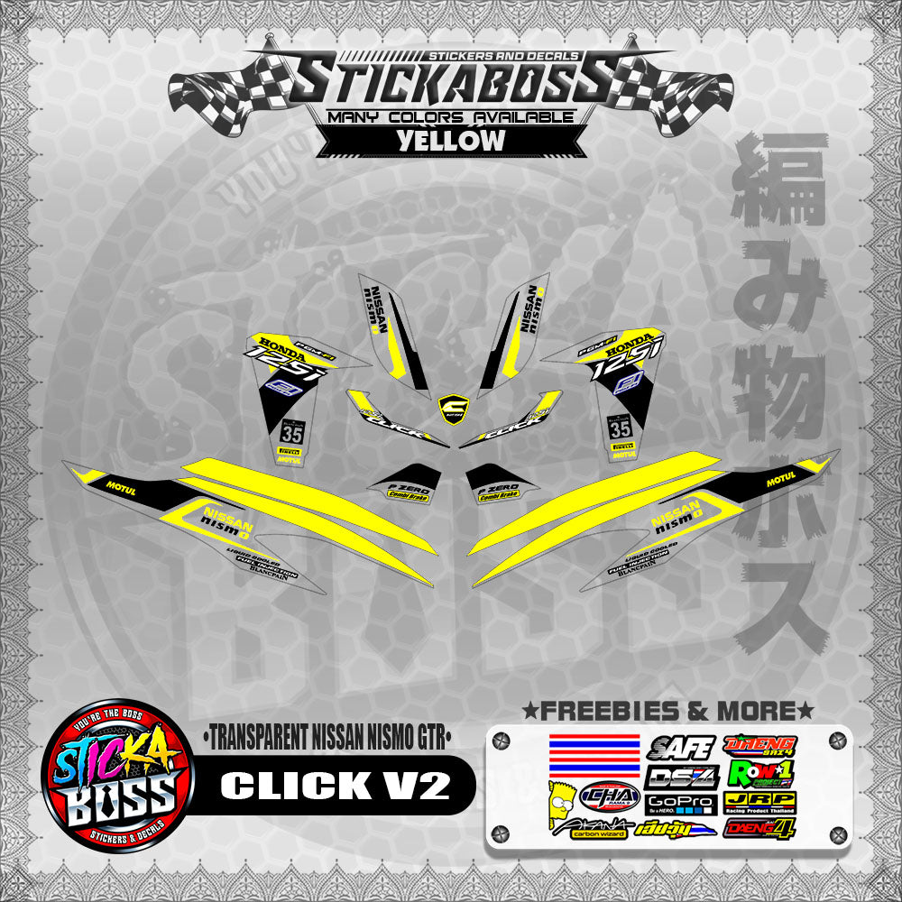 【PREMIUM UV PRINT】TRANSPARENT CLICK V2 STICKER DECALS ( NISSAN NISMO GTR )【WITH FREEBIES】