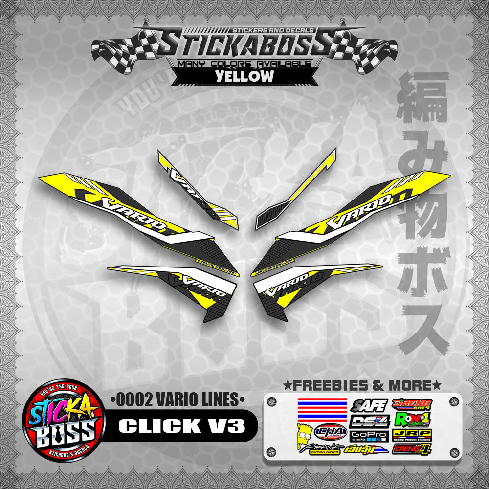 CLICK V3 STICKER DECALS ( 0002 VARIO LINES )【WITH FREEBIES】