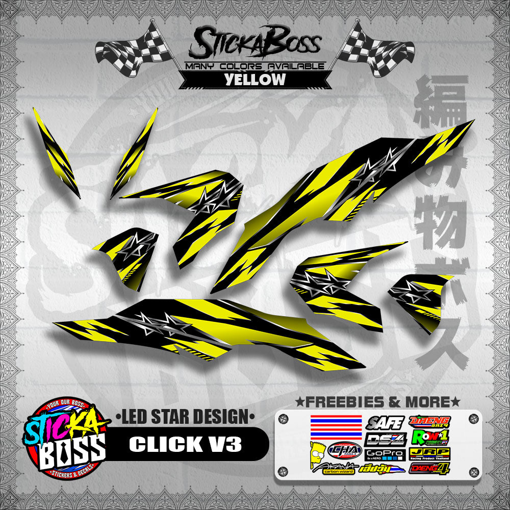 CLICK V3 DECALS ( LED STAR DESIGN )【WITH FREEBIES】