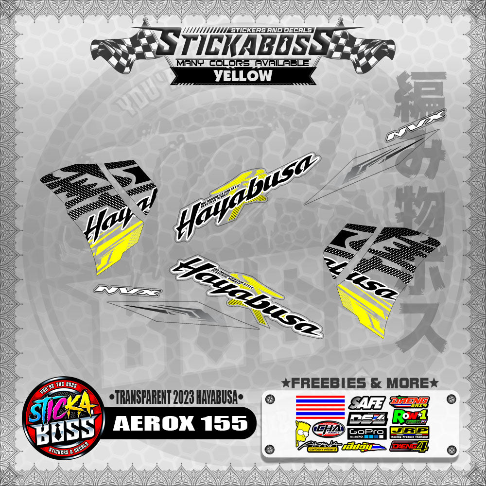 【PREMIUM UV PRINT】TRANSPARENT AEROX 155 DECALS ( 2023 HAYABUSA )【WITH FREEBIES】