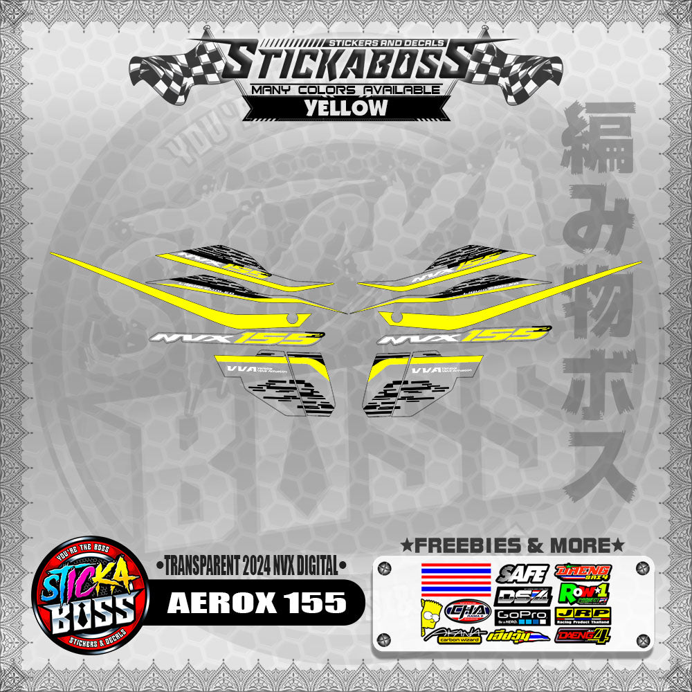 【PREMIUM UV PRINT】TRANSPARENT AEROX 155 DECALS ( 2024 NVX DIGITAL ) 【WITH FREEBIES】