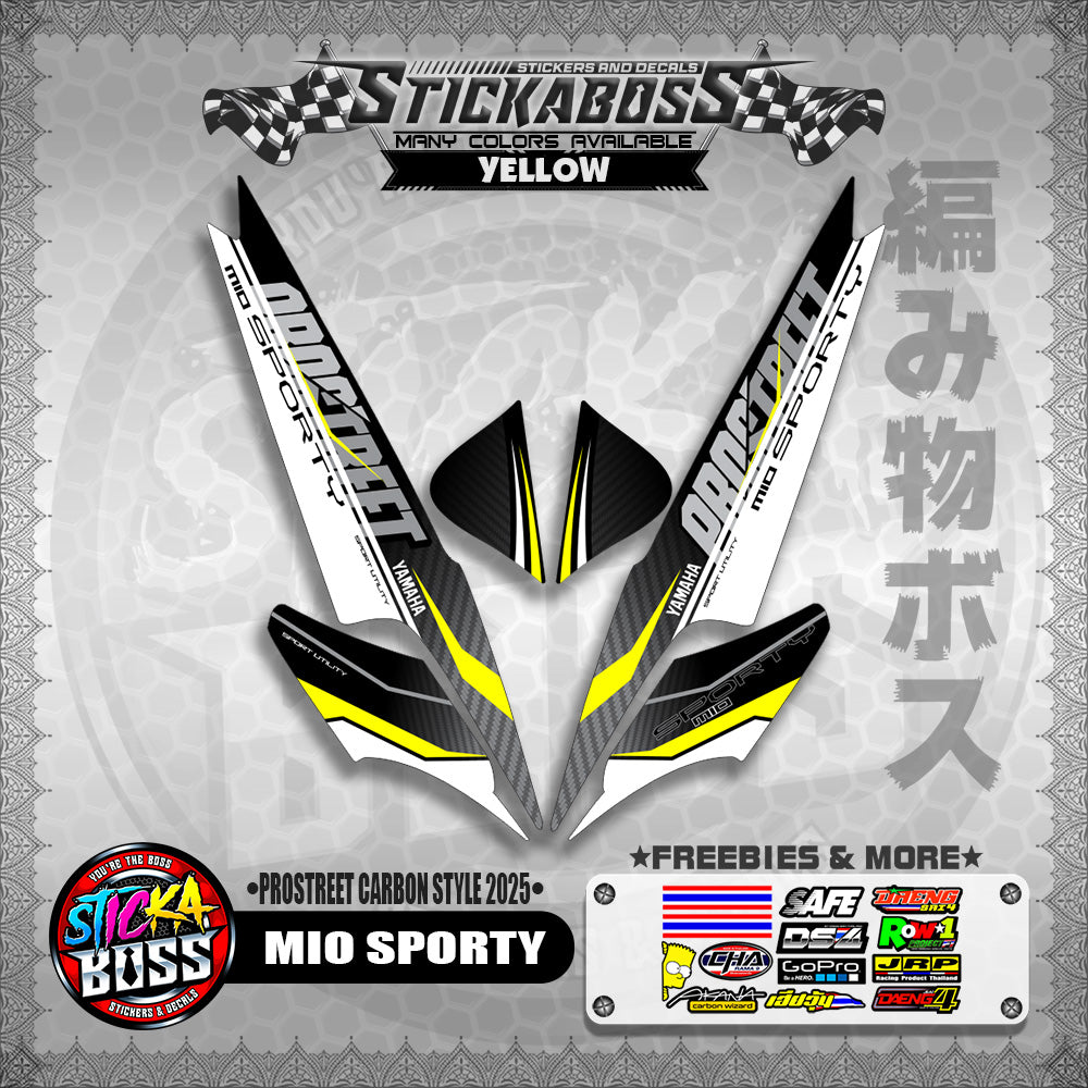 MIO SPORTY STICKER DECALS ( PROSTREET CARBON STYLE 2025 )【WITH FREEBIES】
