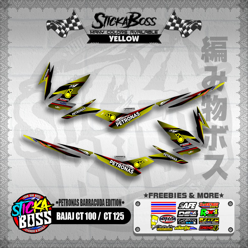 BAJAJ CT 100 / CT 125 DECALS ( PETRONAS BARRACUDA EDITION )【WITH FREEBIES】