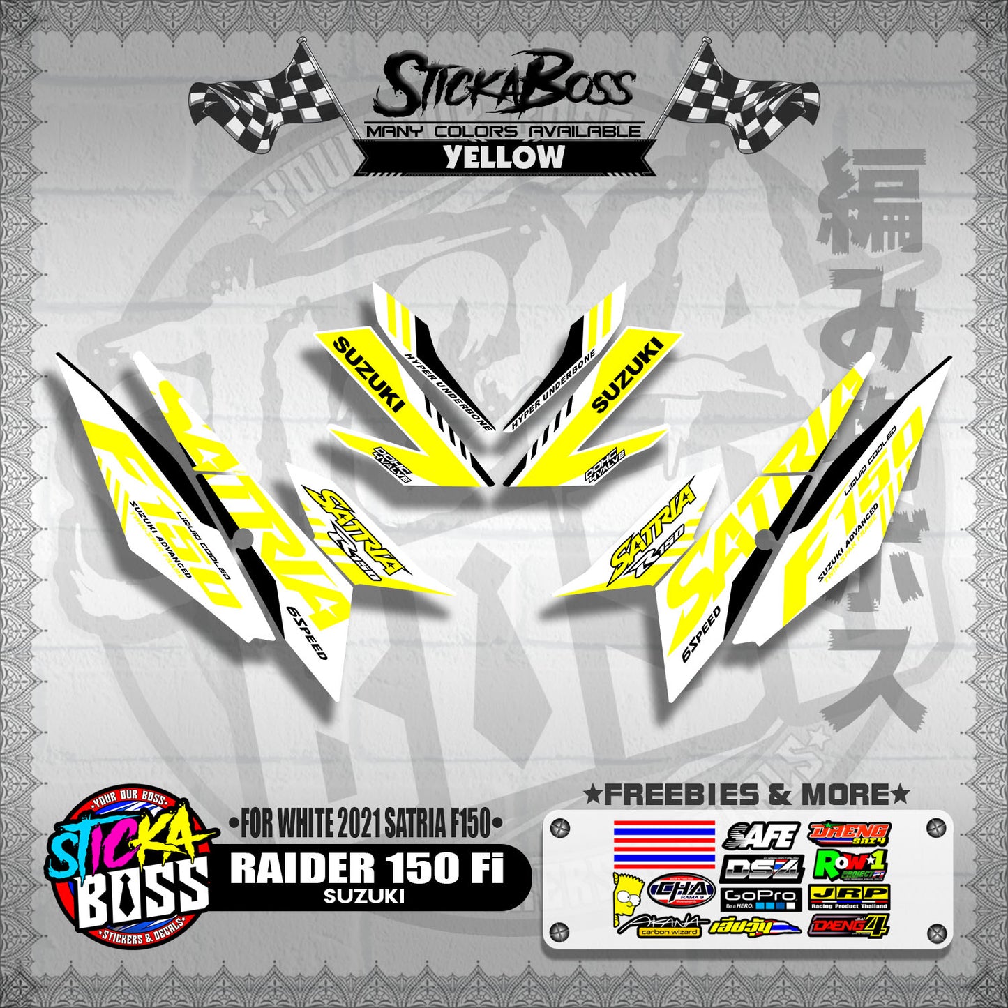 RAIDER 150 Fi DECALS ( FOR WHITE 2021 SATRIA F150 )【WITH FREEBIES】