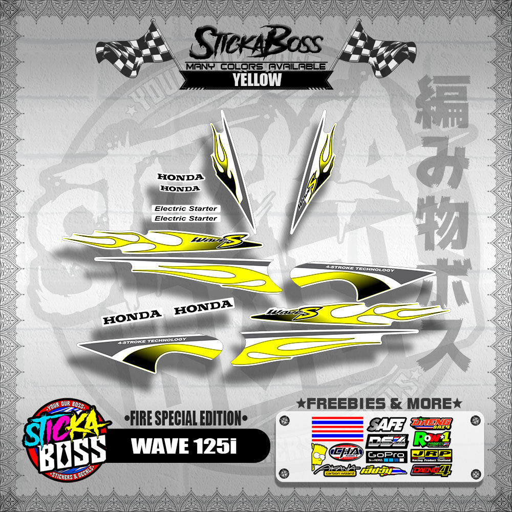 WAVE 125 S DECALS ( FIRE EDITION )【WITH FREEBIES】