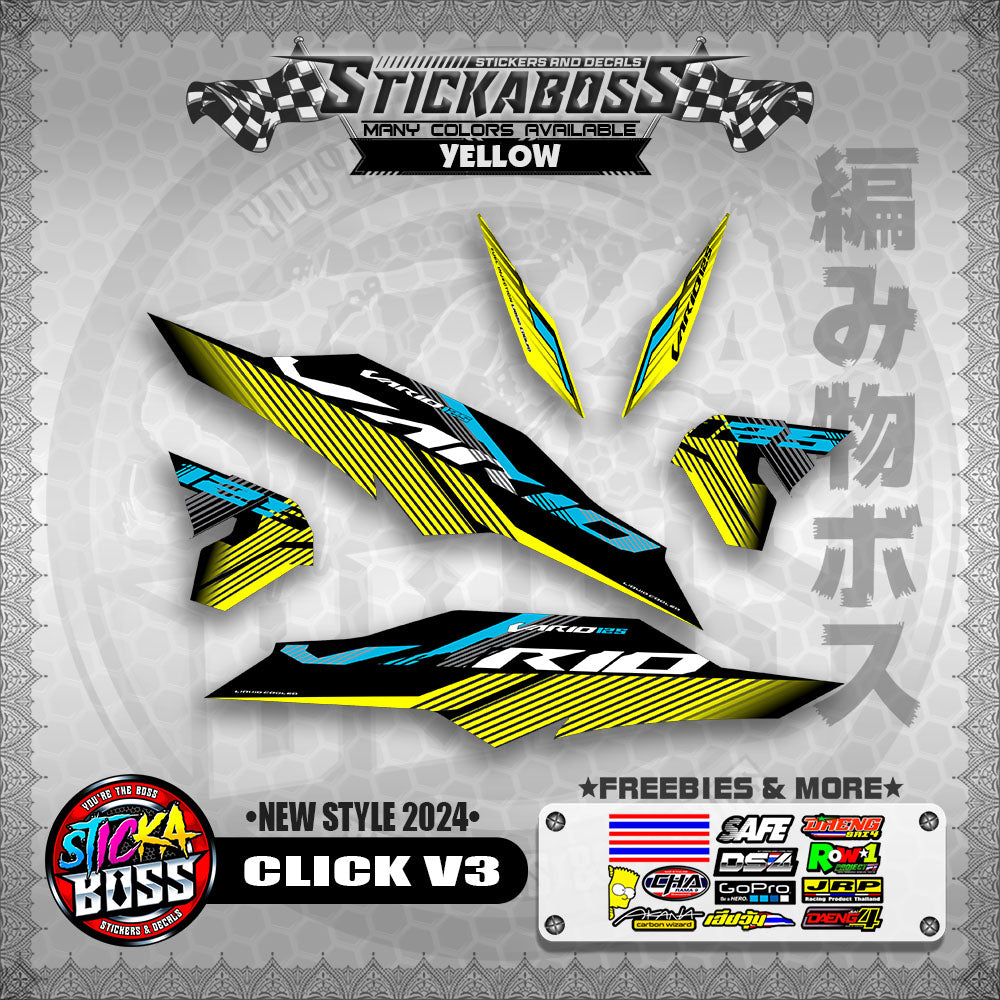 CLICK V3 MALAYSIAN CONCEPT STICKER DECALS ( NEW STYLE 2024 )【WITH FREEBIES】