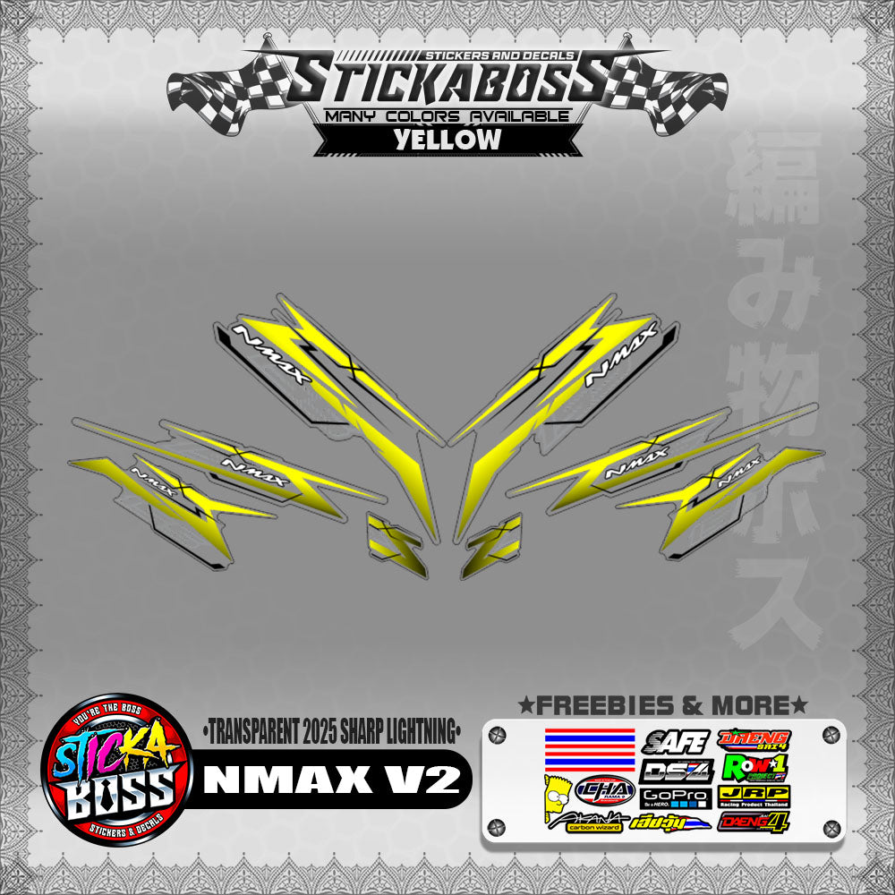 【PREMIUM UV PRINT】TRANSPARENT NMAX V2 INDO STICKER DECALS ( 2025 SHARP LIGHTNING )【WITH FREEBIES】