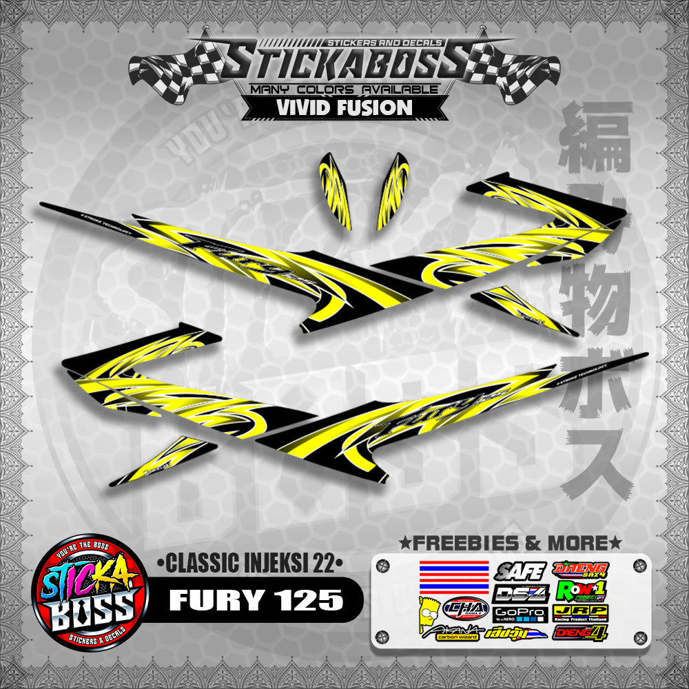 FURY 125 STICKER DECALS ( CLASSIC INJEKSI 22 )【WITH FREEBIES】